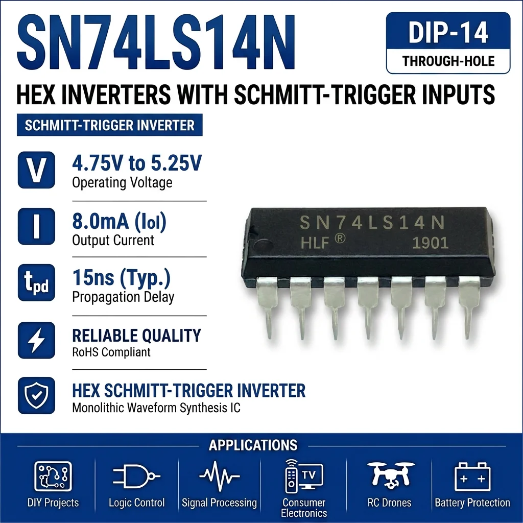 (25 pcs) SN74LS14N DIP-16 / SN74LS14DR SOP-16 SN74LS14 Hex Inverter Schmitt Trigger