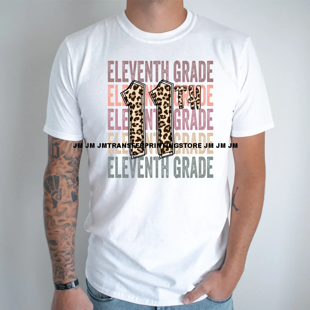 Back to School Grade Daycare Plastisol Iron On Leopard Print DTF Transfers Stickers Ready To Press For Clothing