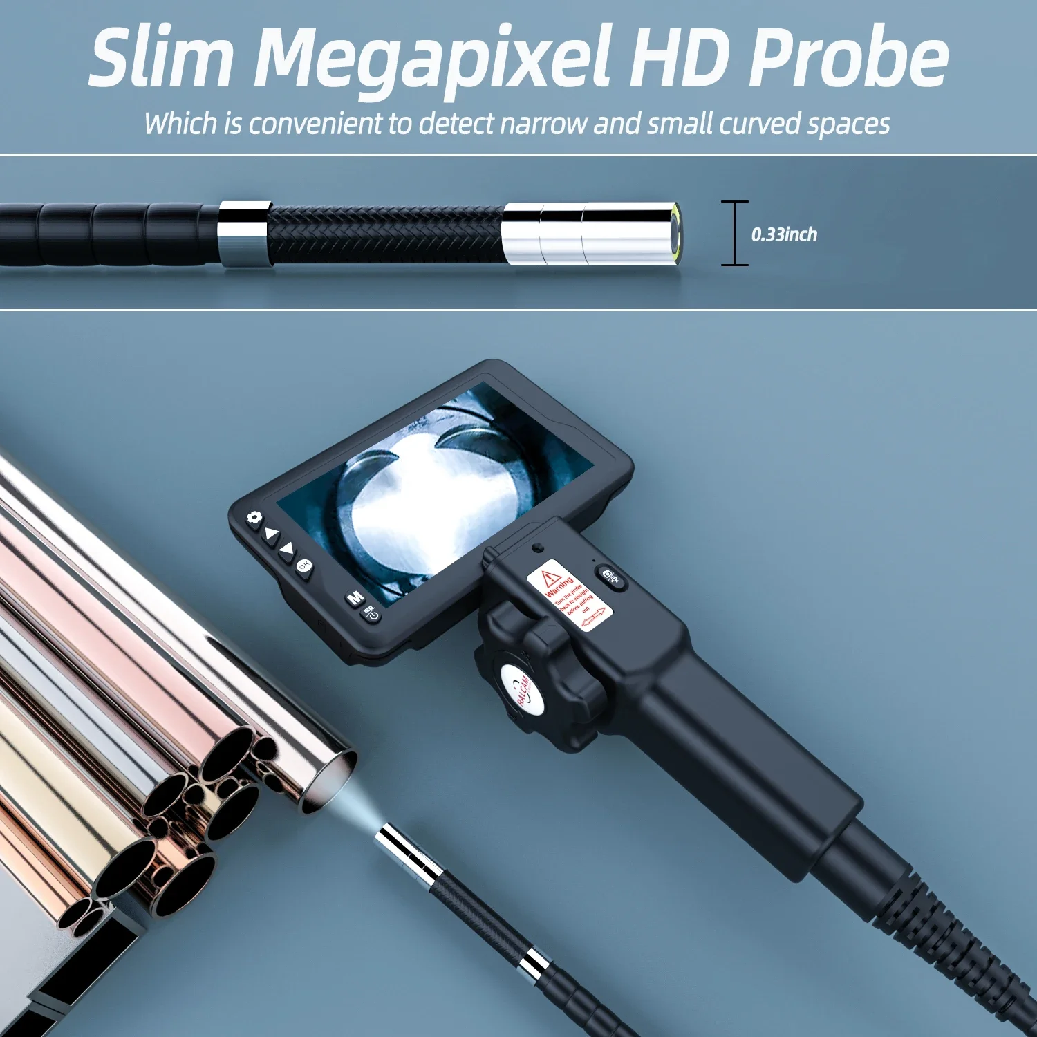 New Arrival 6.2Mm Ip67 Waterproof Endoscope Camera 6Pcs Led With 4.5Inch Screen Articulating Endoscope Cmos Videoscope