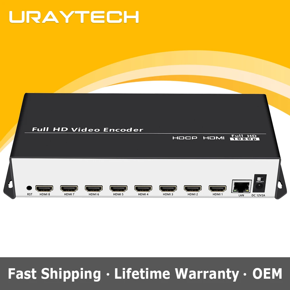 8 Channels HEVC H.264 H.265 HD HDMI to IP Video Encoder IPTV Live Streaming Encoder HD Encoders with UDP HLS RTMP RTSP SRT ONVIF