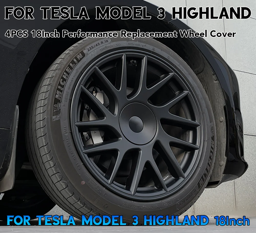 4PCS Wheel Cover For Tesla Model 3 Highland 18 Inch Hubcap 2024 Performance Replacement Wheel Cap Full Rim Cover Accessories