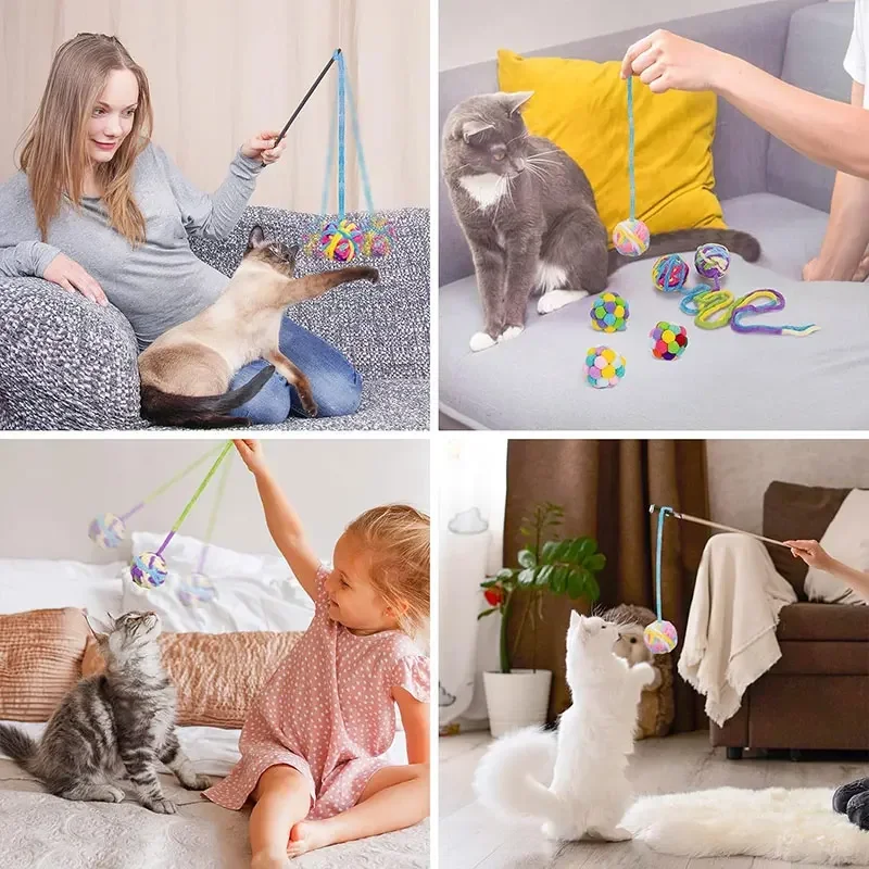 Bolas de brinquedo de pelúcia com sinos para gato, Bola interativa, Brinquedos mastigáveis interiores