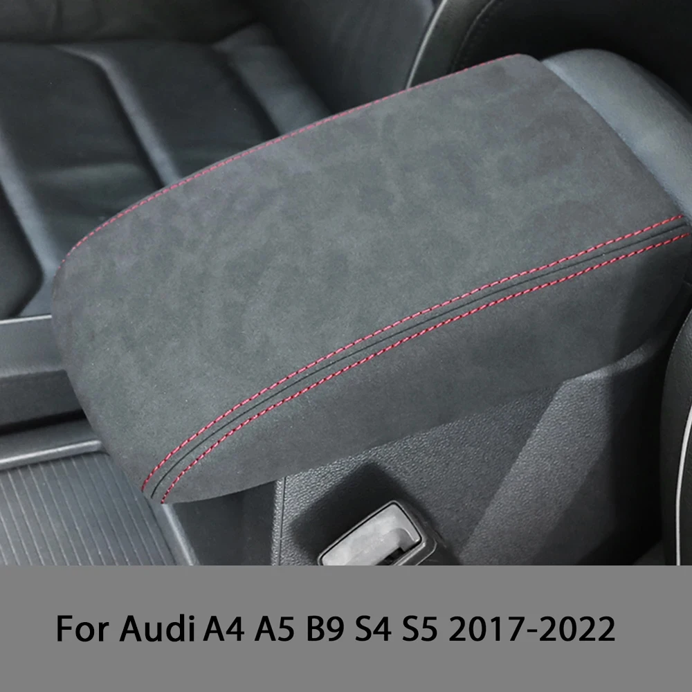 Suede Leather Car Armrest Box Protector Cover For Audi A4 A5 B9 S4 S5 2017 2018 2019-2022 Central Control Interior Accessories