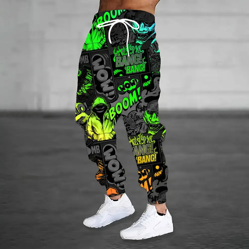 

Winter New Thick Warm Pants Fashion Skull Printed Sweatpants Men's Sports Pants Men's Loose Casual Pocket Drawstring Sweatpants