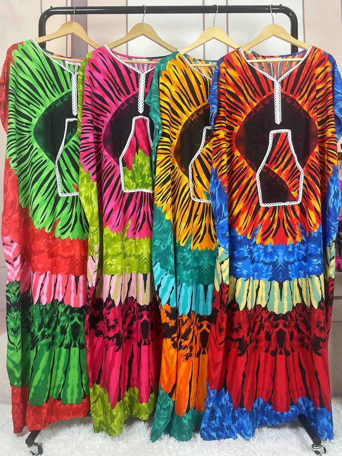 2024 Muslim Women Summer Clothing Tie Dyed Large Size Loose Dress Dubai Kaftan African Women Dress Islamic Women Party Clothing