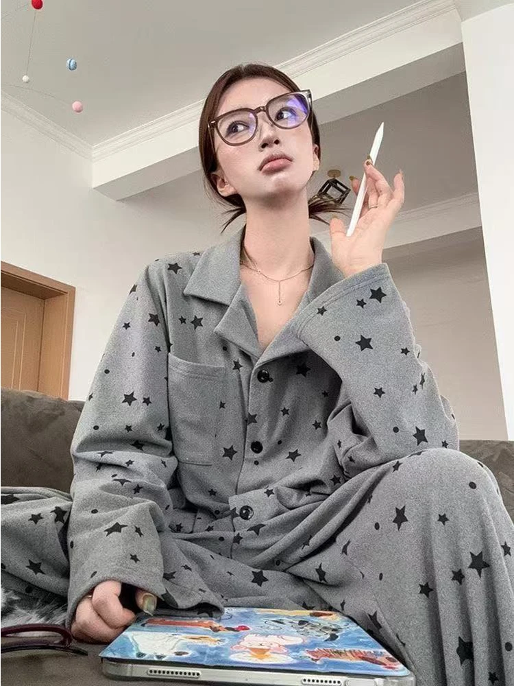 

Комплект домашней одежды больших размеров из 2 предметов: теплый и удобный, с вельветовым воротником в клетку, для женщин, осень-зима, с длинными рукавами