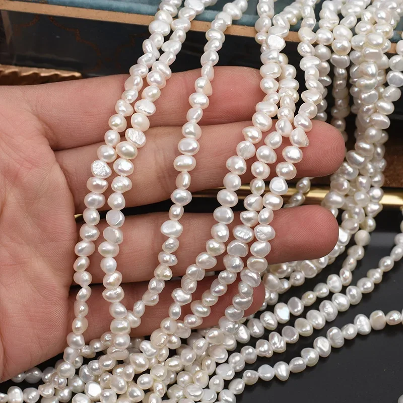 4-5mm natural white side hole baroque natural freshwater pearl special-shaped DIY jewelry material accessories