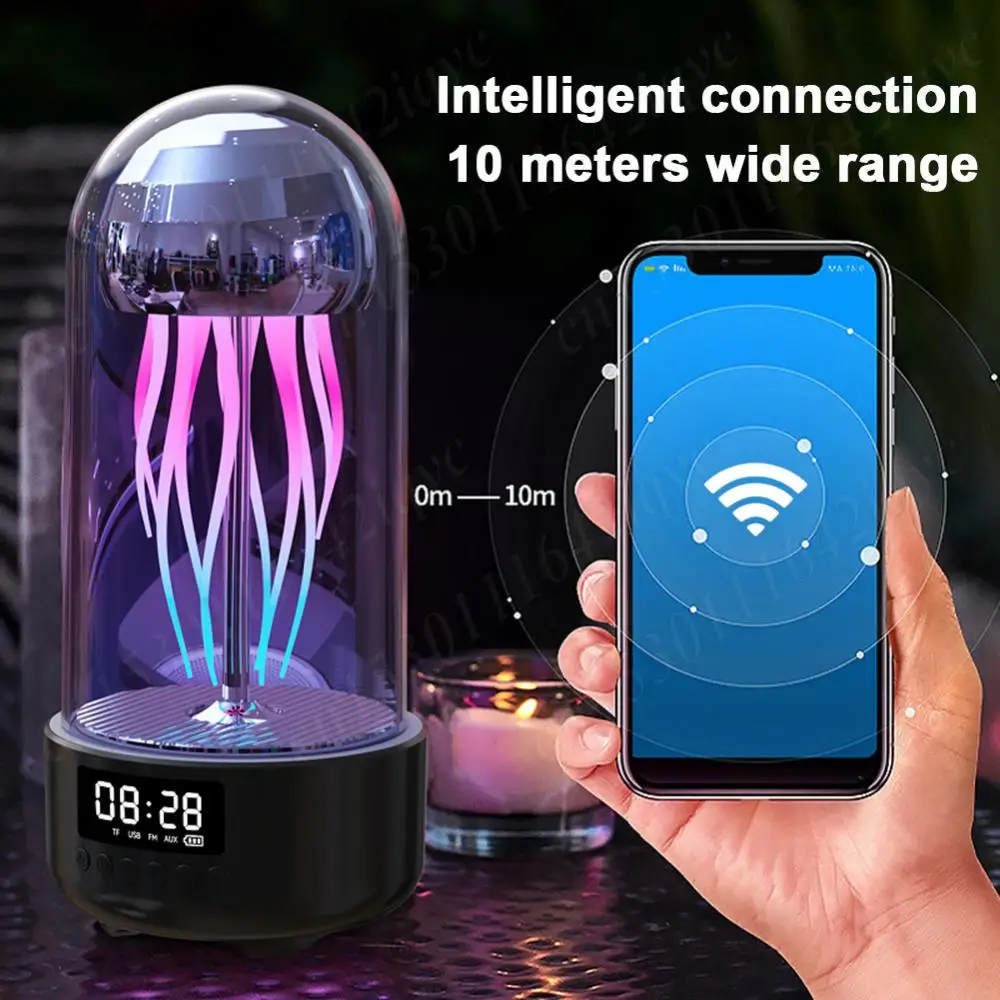 Bluetooth-Compatible Mechanical Jellyfish Speaker Colorful Jellyfish Lamp Smart Jellyfish Speaker Subwoofer Octopus Sound Box