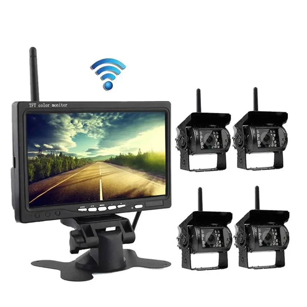 7-Inch wireless reversing image one to four, wireless monitoring bus rearview camera, wireless display