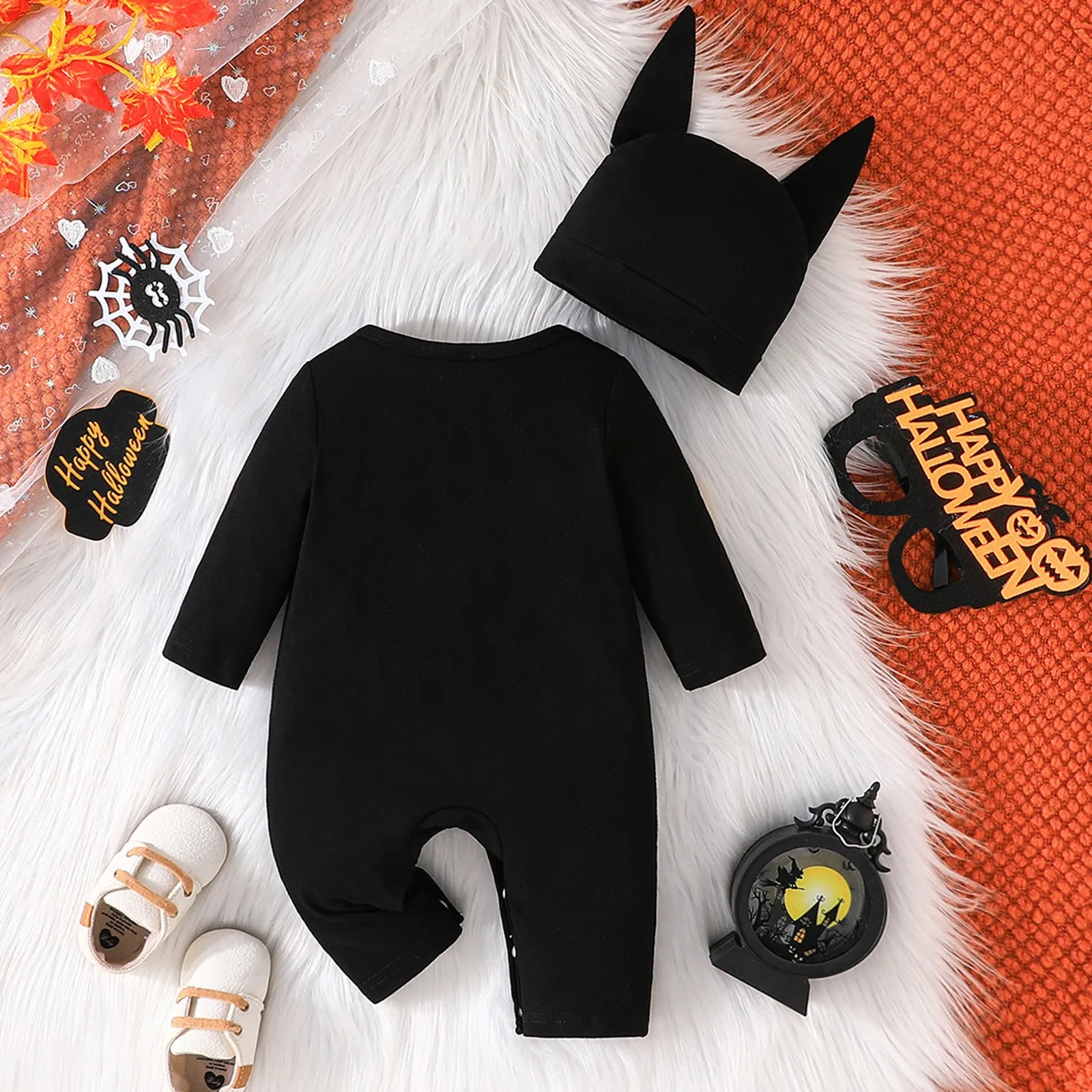 Baby Cosplay Costume Skeleton Print Long Sleeve Round Neck Romper Playsuit Infant Toddler Halloween Party Wear Fancy Dress