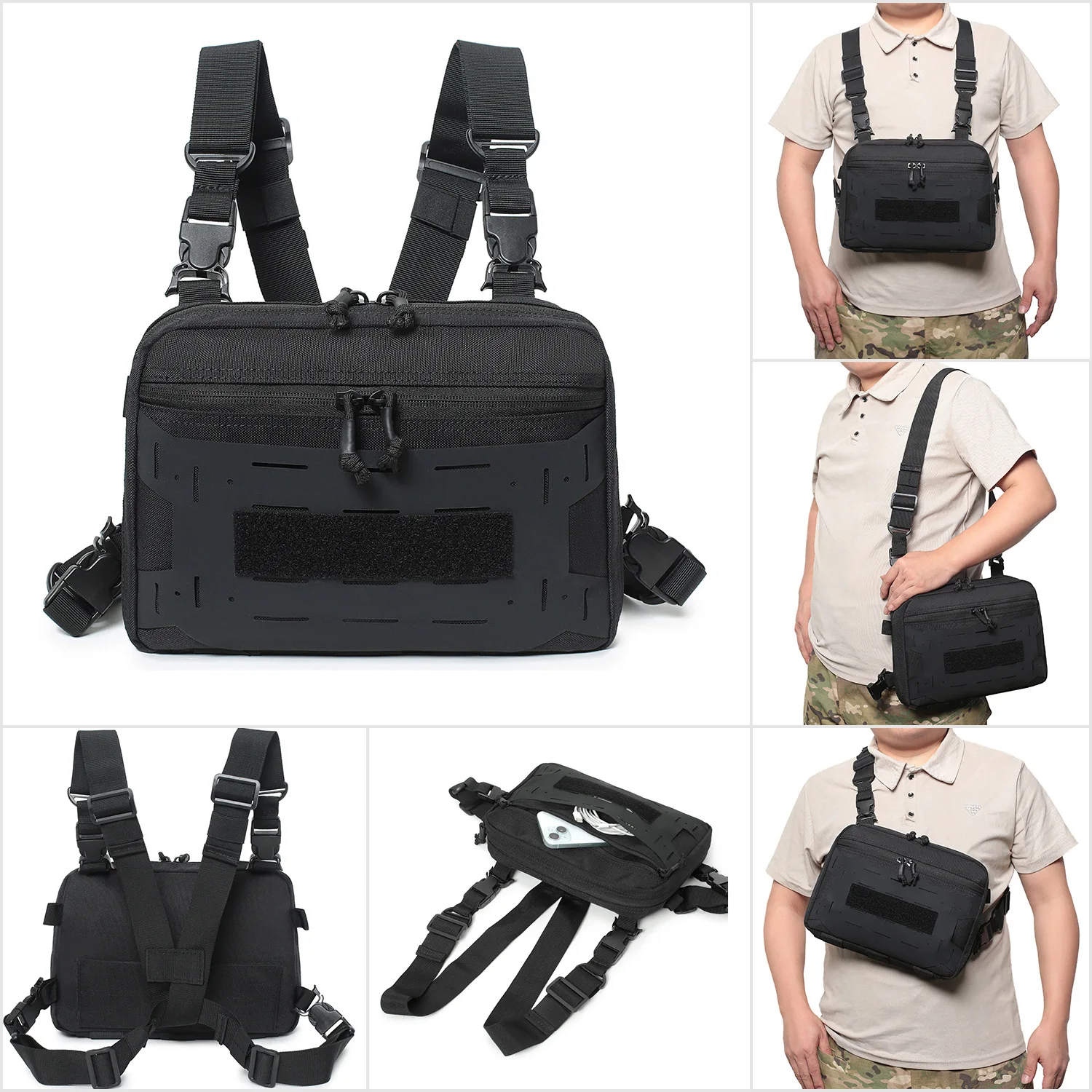 Tactical Chest Bag Outdoor Fishing Molle Bags Sport EDC Lure Belt Pack Men's Travel Camping Hiking Climbing Waist Pack Rig Pouch