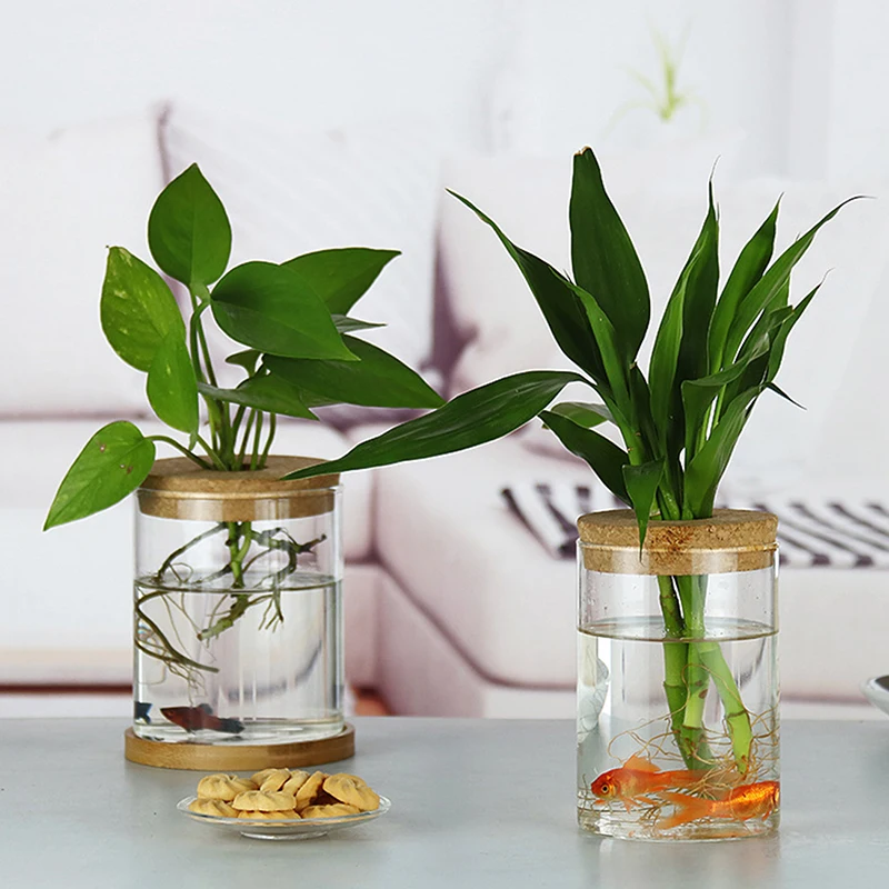 Transparent Hydroponic Flower Pot Imitation Glass Soilless Planting Potted Green Plant Resin Flower Pot Home Vase