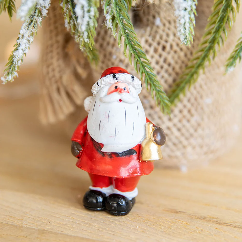 

4Pcs Santa Resin Ornament Set for Miniature Garden Decor Christmas Micro Landscape Props Holiday Themed Home Accessories