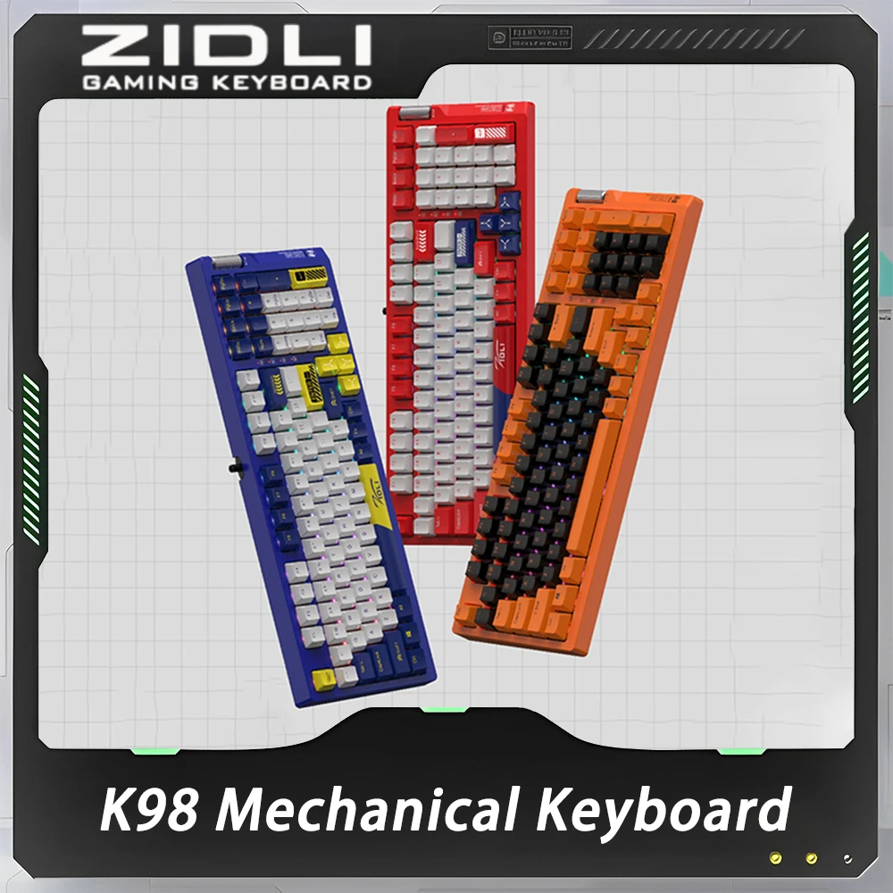 

ZIDLI K98 Mechanical Keyboard RGB Backlit Hot Swap Gaming Keyboard PBT Ergonomics 98 Keys PC Gamer Accessories Mac Office Gifts