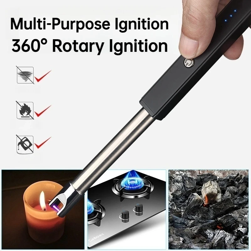 Portable Electric Pulse Ignition Gun USB Rechargeable Candle Gas Stove Kitchen Igniter Arc Flameless Lighter Smoking  Accessorie