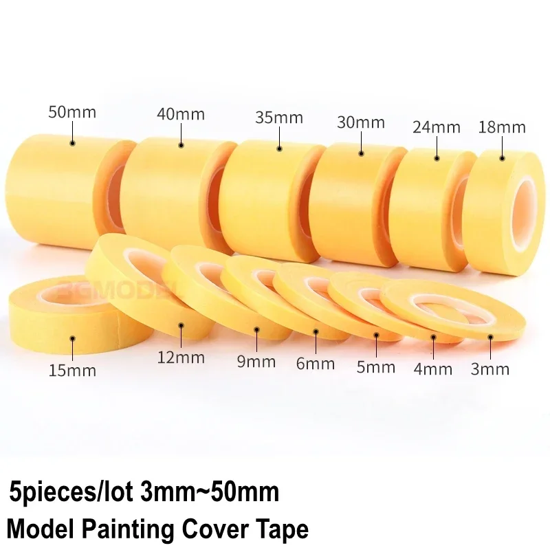 

5Pieces/lot 18M Length 3mm~50mm Scale Models Painting Cover Tape Masking Tape And Tape Cutter for Model Hobby DIY