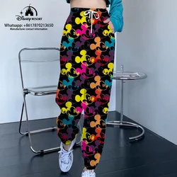 Pantalones deportivos con estampado de dibujos animados de Mickey y Minnie para mujer, ropa informal para correr, estilo callejero, gran oferta, otoño