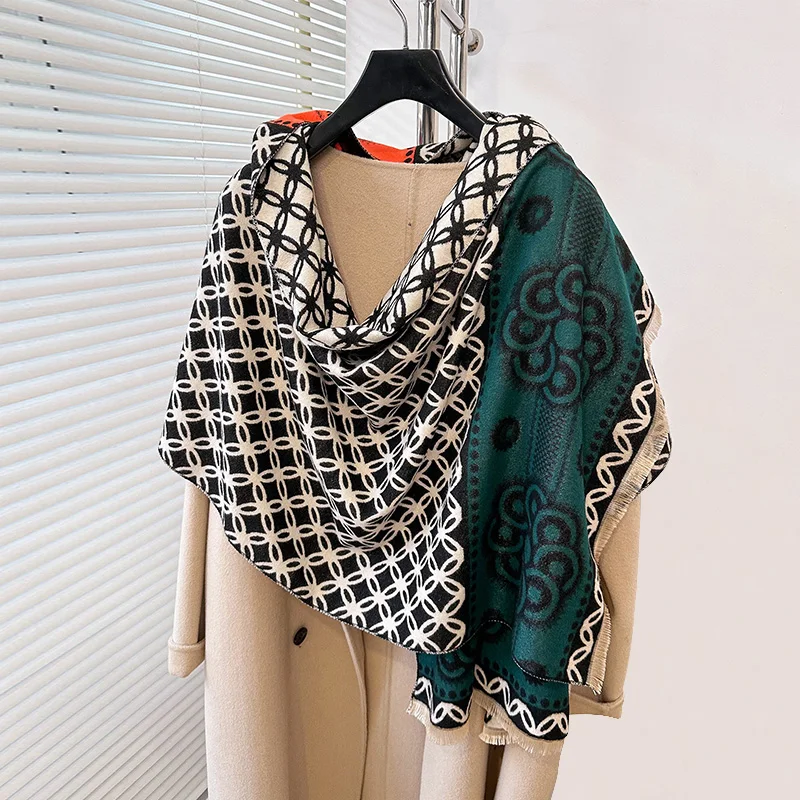 New Elegant Ladies\' Pashmina Jacquard Cashmere Scarf Winter Thick Warmth Two-Sided High Quality Shawl Coldproof Blanket Scarf