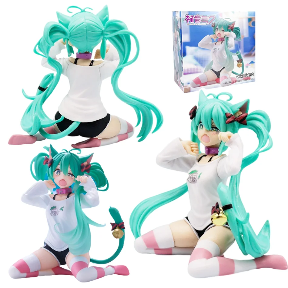12 cm desktop schattige kat oor Hatsune Miku leuke stijl anime pop speelgoed PVC model collectible pop kinderen verjaardagscadeau