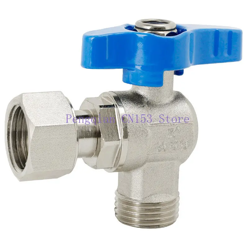 3PCS All-copper inner and outer wire live connection4-point valve water heater hot and cold water ball core triangle valve dn15