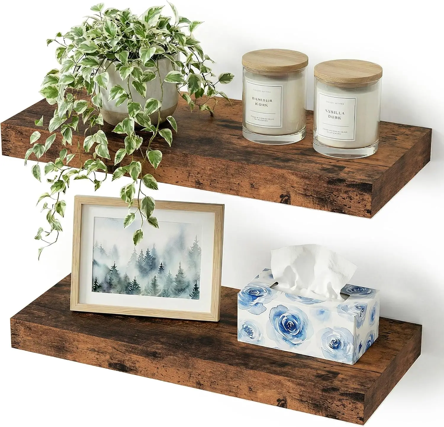 

Bathroom Floating Shelves for Wall 16 inchs Long, Display Shelves with Invisible Brackets for Living Room, Bedroom, Kit