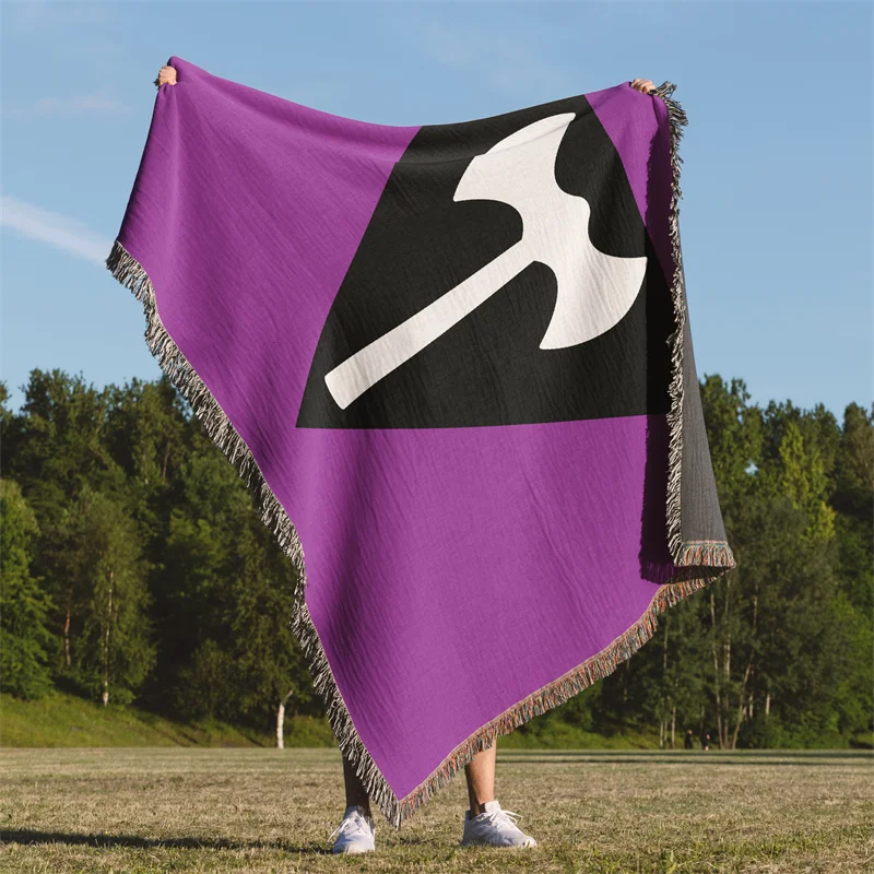 

Aertemisi Labrys Lesbian Flag Pride LGBT Rainbow Jacquard Fringed Woven Throw Blanket