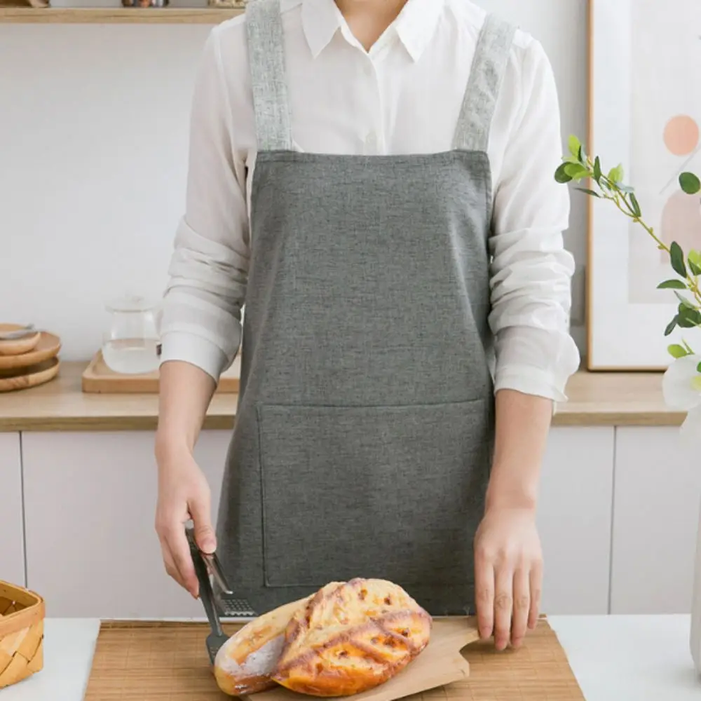 

Durable Anti-fouling Sleeveless Apron Thickened No-tie Double Shoulder Apron Wear-resistant Kitchen Apron Restaurant