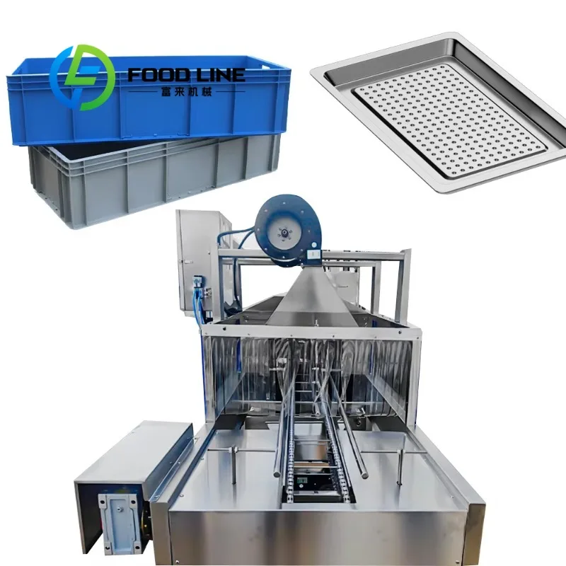 Industrial Plastic Box Washing Machine High Pressure Water Cleaning Equipment For Food Factory Basket And Tray Washing
