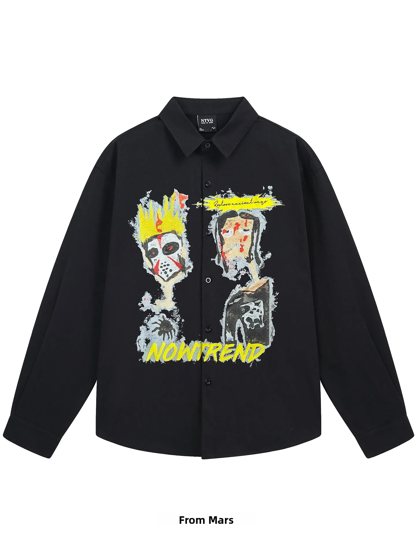 

from Street Sle f Sve Printed irt American High Street Loose Waed Casual Trendy Brand Breathable Comfortable