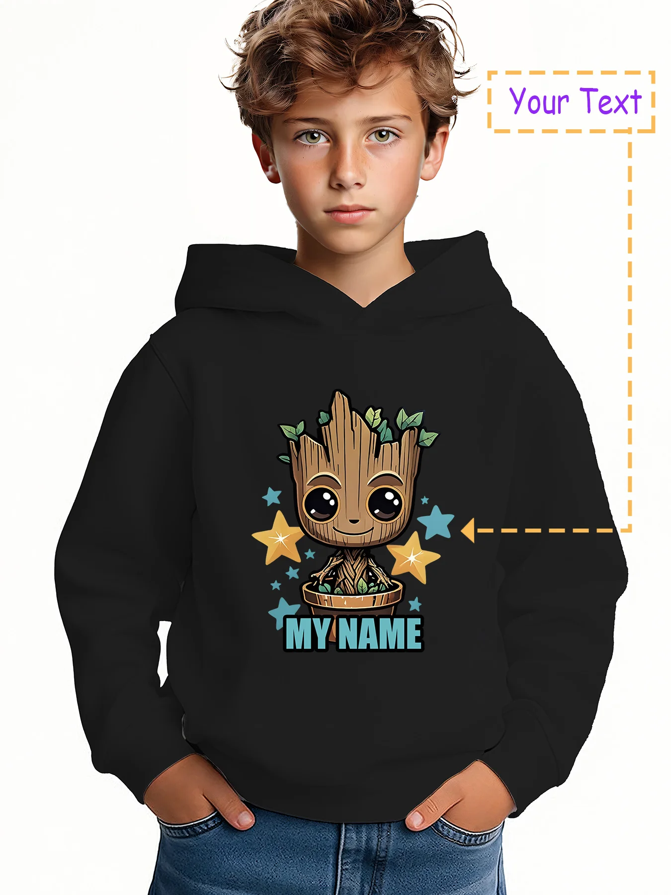 

MINISO Groot Starry Sky Hoodie - Groot potted plant with star decoration, dreamy and trendy style, suitable for daily outings an