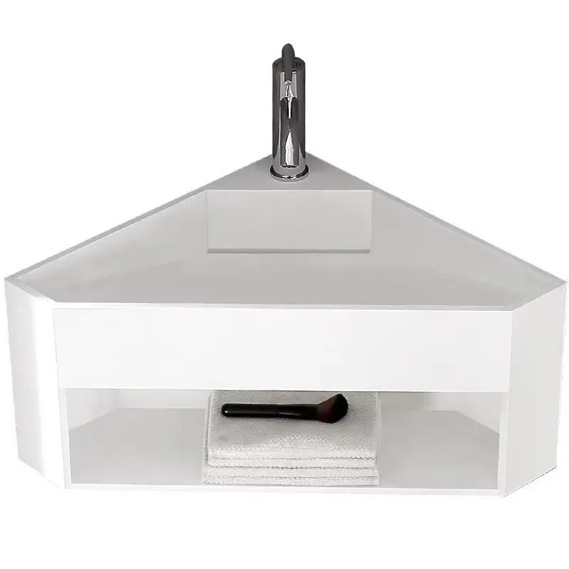 Corner Artificial Stone Wall Mounted Washbasin Triangle Hanging Sink for Hotel B&B and Household Bathroom Vanity Basin