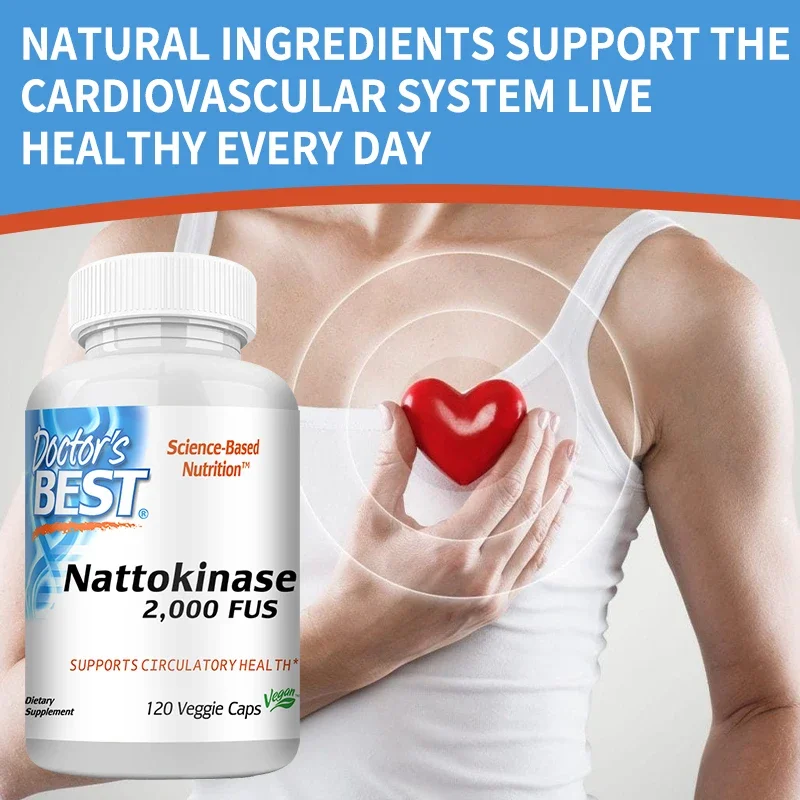 Highly Effective Nattokinase, Non-GMO, Gluten-free, Vegetarian, Supports Cardiovascular, Heart and Circulatory Health