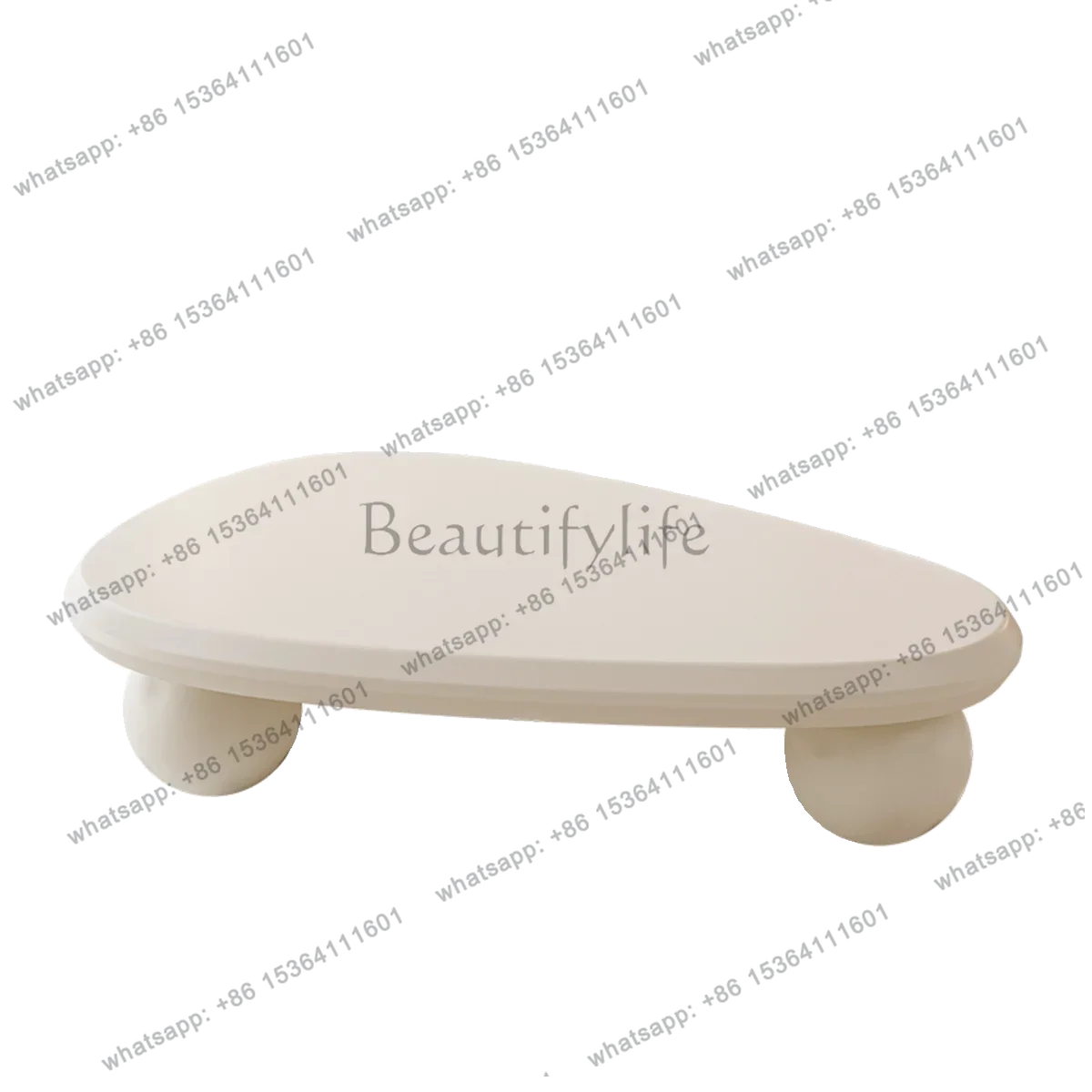 D36Nordic cream style banana leaf round ball coffee table minimalist creative small apartment wooden table