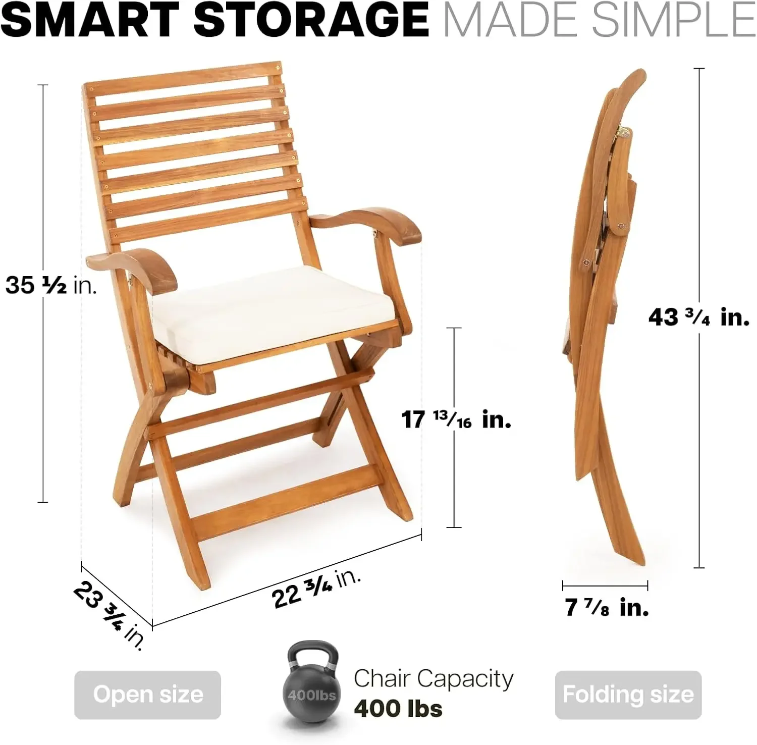 

Percy Chairs Heavy Duty 400lbs Capacity Set of 2 with Cushion, FSC Acacia Outdoor Furniture, Teak Finish