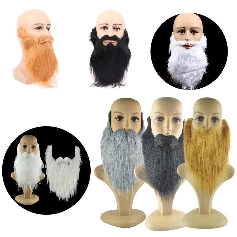 Fancy Dress Fake Beard Long Fluff Beards DIY Cosplay Costume Props Simulated Beard Handmade Mustache Halloween Party Supplies