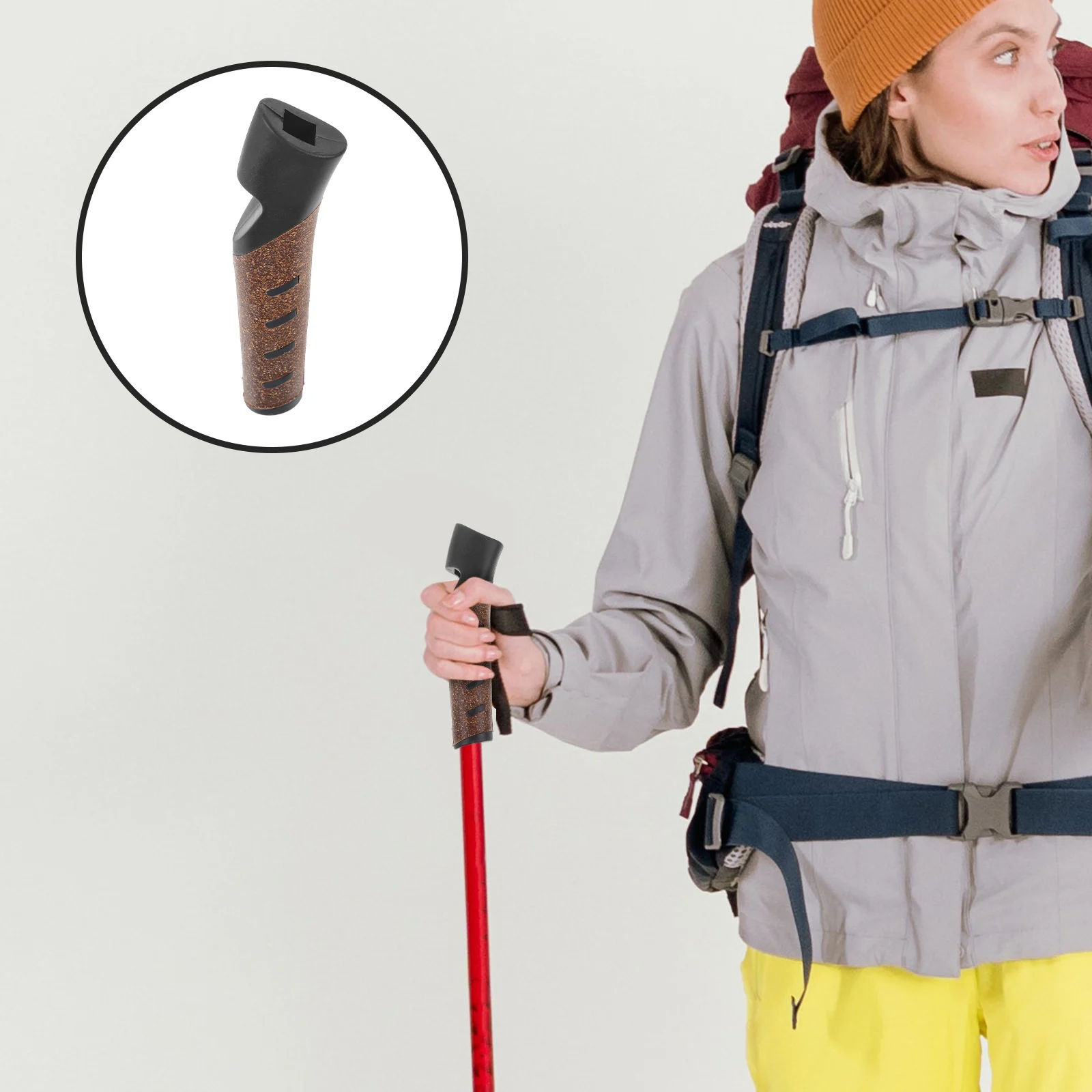 

Wood Trekking Pole Handle Replacement Ergonomic Durable Grip for Hiking Outdoor Ski Pole Handle Adapter Grip for Replacement