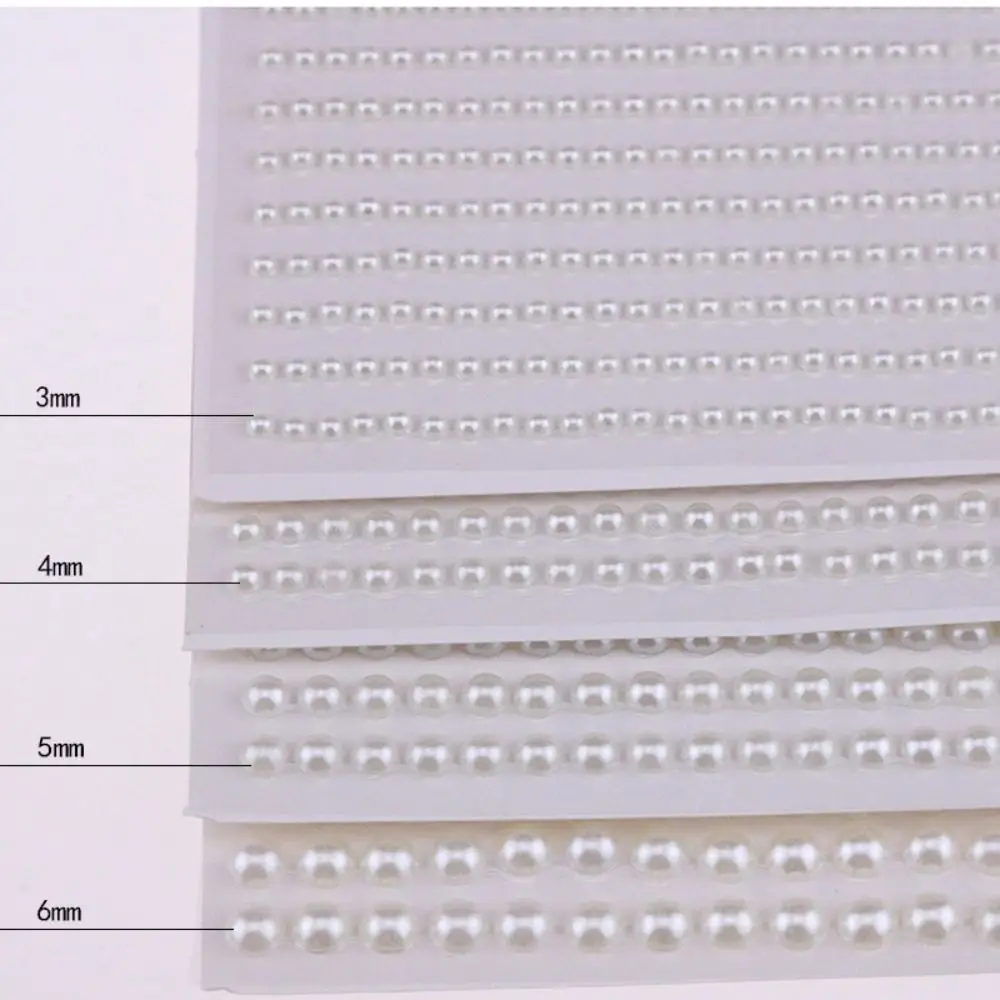 자체 접착 헤어 진주 스틱 진주 믹스, 아름다운 베이지 얼굴 진주 스티커, 3mm, 4mm, 5mm, 6mm