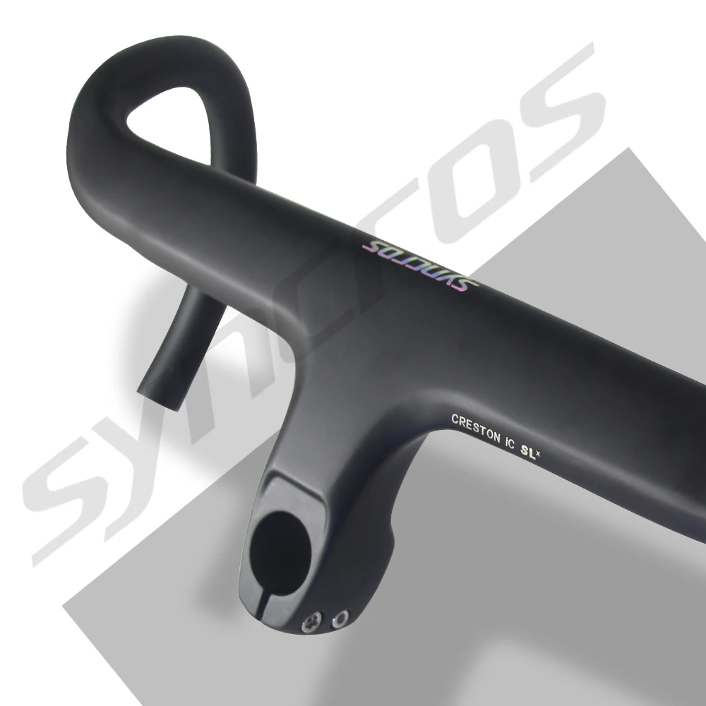 Syncros Chrome Logo Road Bike Handlebar Carbon Fiber Internal Cable Integrated Handlebar with Spacers Road Bicycle parts