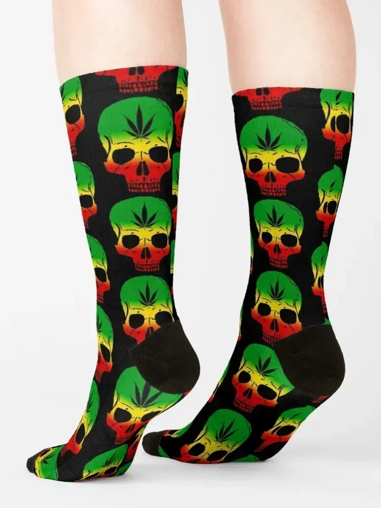 Rastafari Skull for Reggae Lover Socks cotton happy Soccer Run Men's Socks Luxury Women's