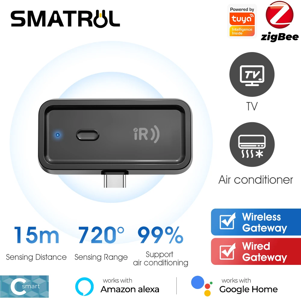 Zigbee Universal IR Remote Control For TV Air Conditioner Smart Life Tuya APP Infrared Controller Work With Alexa Google Home