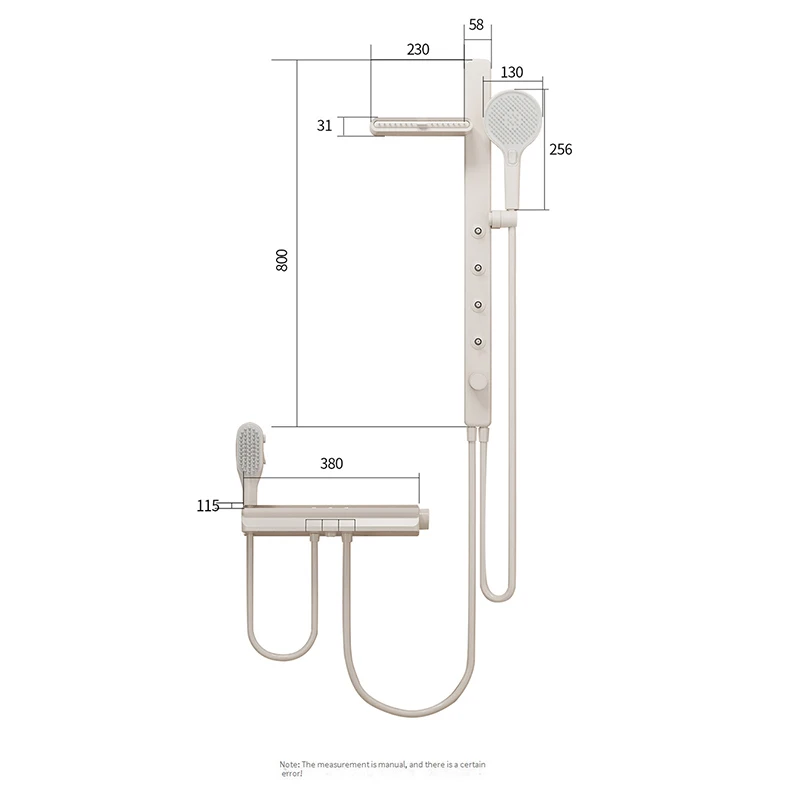 Milky White No Spray Top Bathroom Shower Set Grey Shoulder Waist Spray Shower Head Apartment Booster Bathtub Split Shower