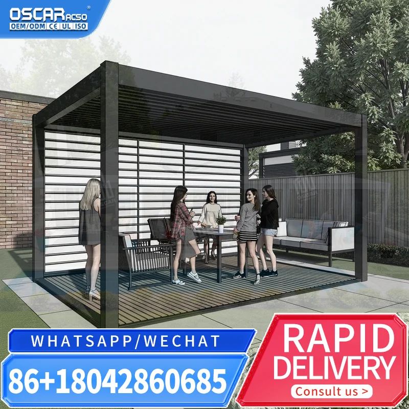 Outdoor Privacy Panels Waterproof Provide Shade Garden Gazebo Lighting Roof Pergola pergola