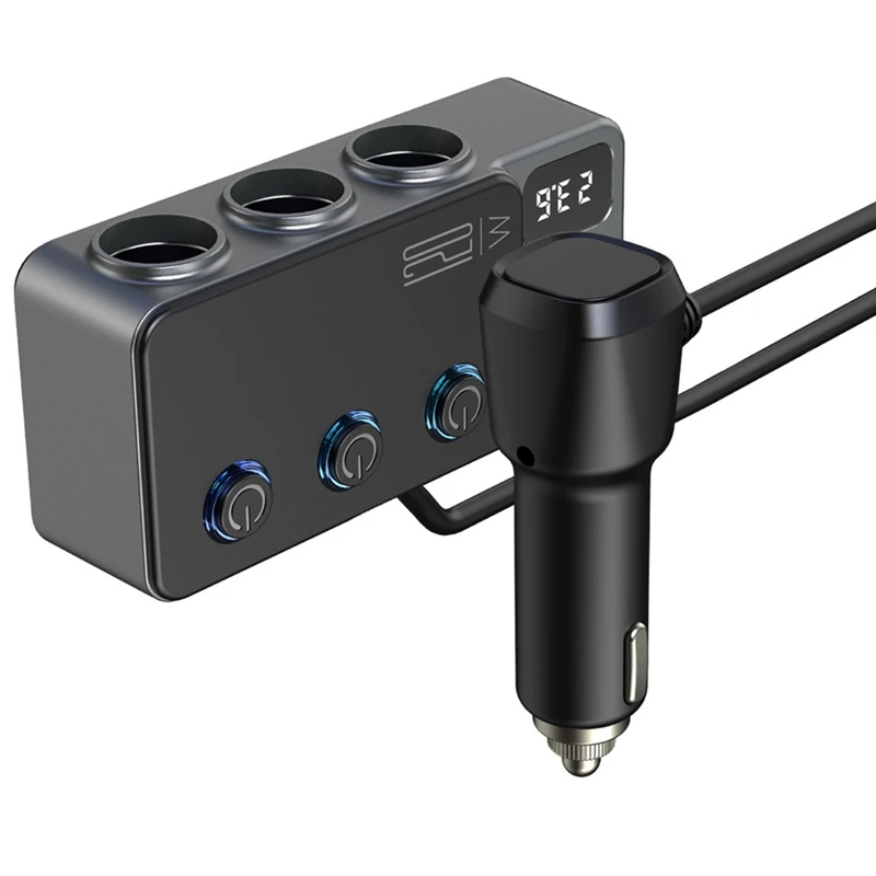 Auto-montierter Cigarrete-Feuerzeug-Adapter, USB-Schalter, PD, superschnelle Ladung, 120 W, Autoladegerät, universelle Holde-Digitalanzeige