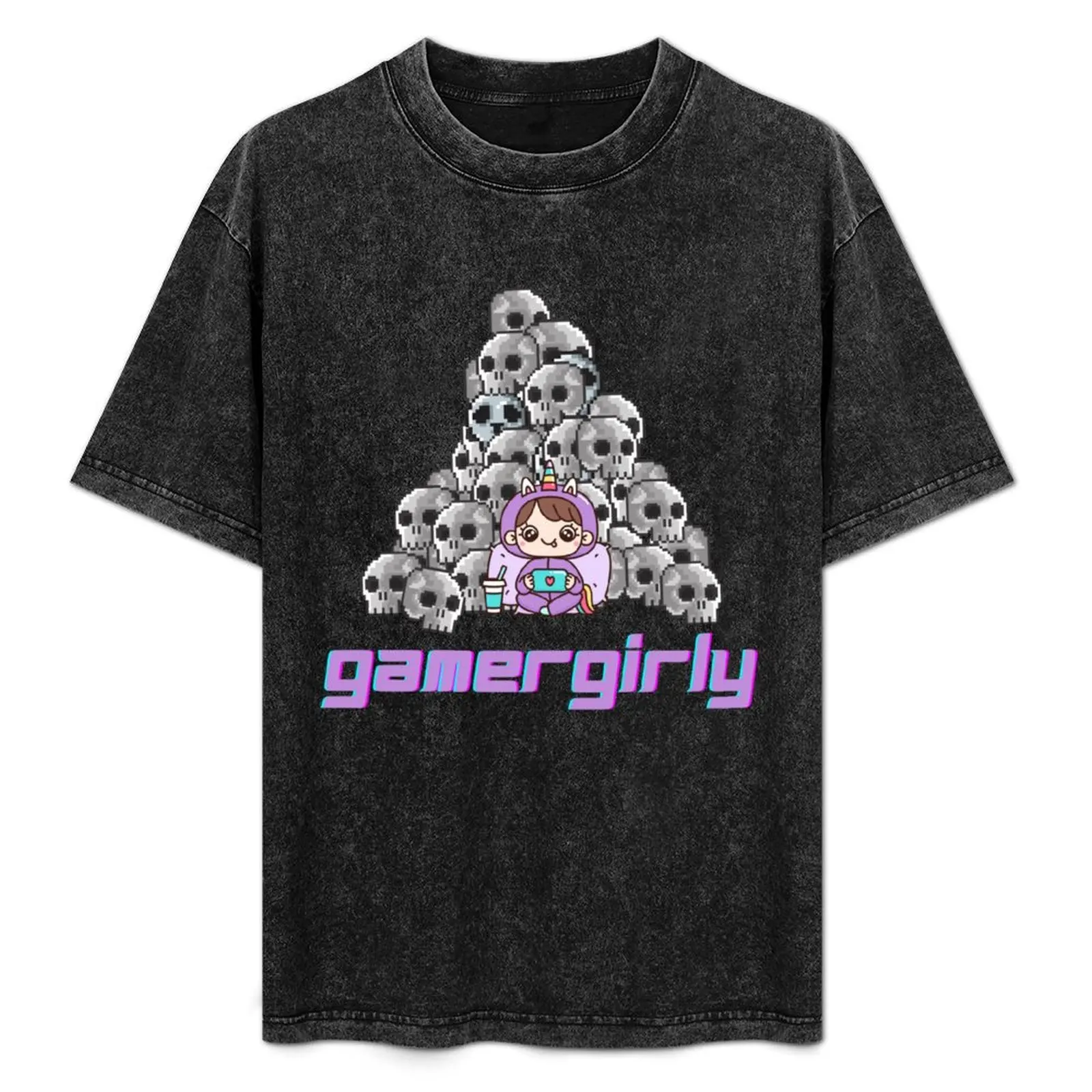 Gamer Girly - Game Girl Adorable Pixel Skulls T-Shirt Breathable Workout Short Sleeve Top