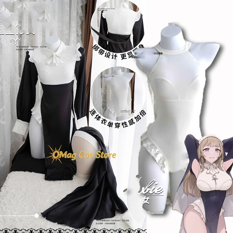 

TT Influncer Same Style Nun Sister Cosplay Costume Wig Women Original Sexy Halloween Party Roleplay Outfit Adult Dress Uniforms