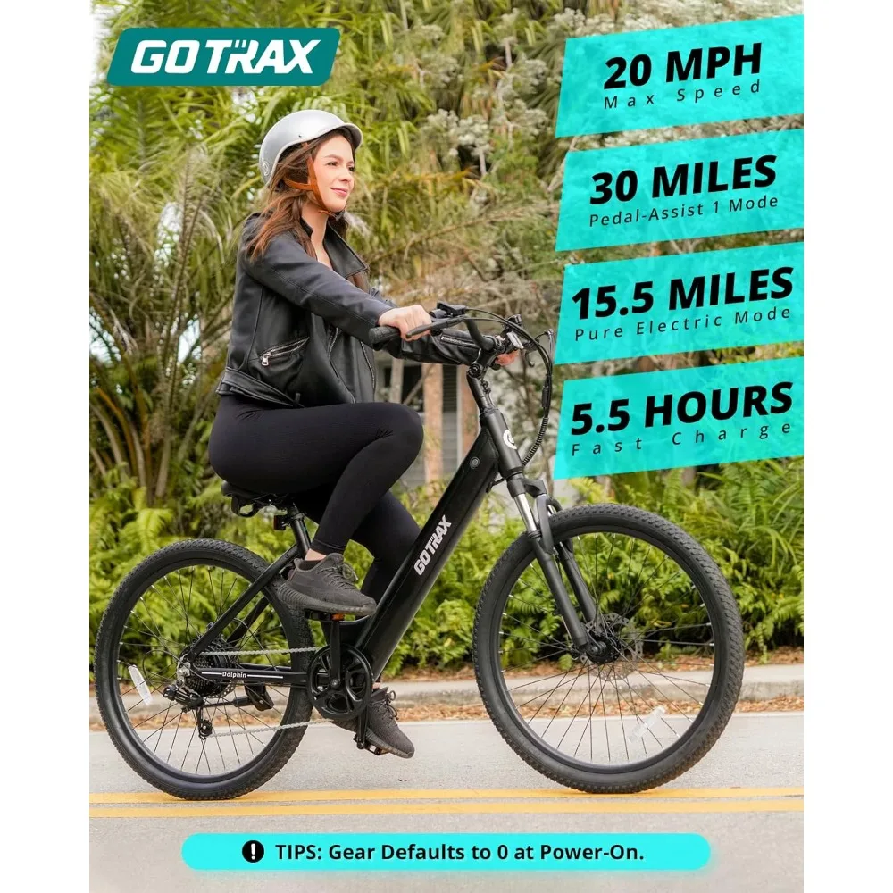 

26" Electric Bike, Max Range 30Miles(Pedal-assist1) & 15.5/20Mph Power by 250/350W, 3 Riding Modes & Adjustable Seat, 7-Speed