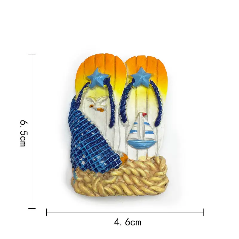 1pc, Maldives Slippers Sailboat Seagull Personalized Refrigerator Magnet Travel Souvenir High-end Decoration