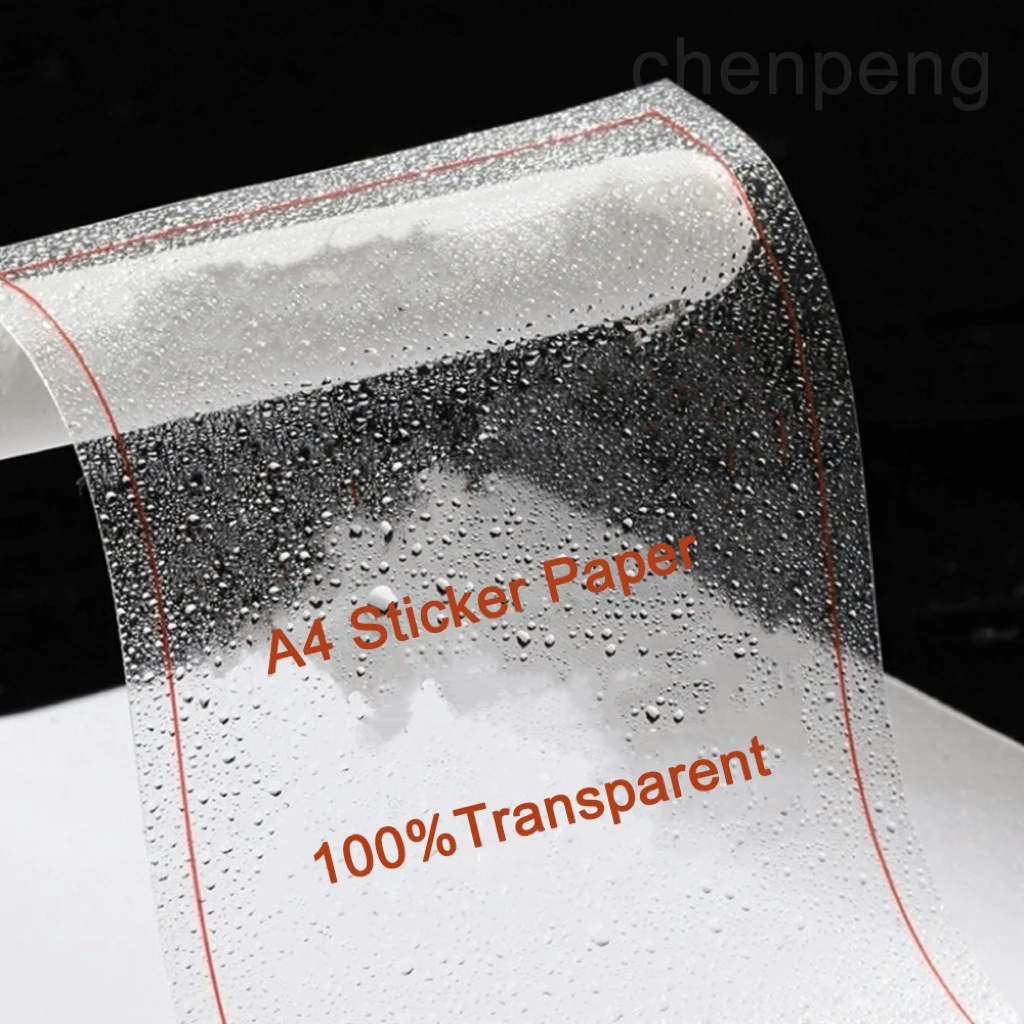 100% Transparent Vinyl Sticker Paper A4 Label Sticker Adhesive Paper Printable Clear Sticker Paper for Inkjet and Laser Printer