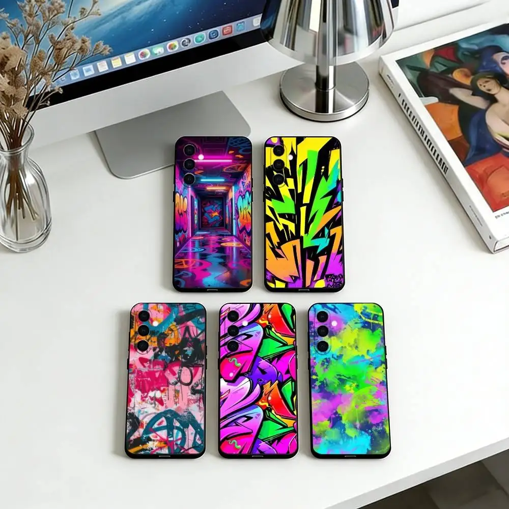 Graffiti Art Phone Case For Samsung Galaxy A73,A72,A71,A70,A53,A52,A51,Soft Silicone Black Cover