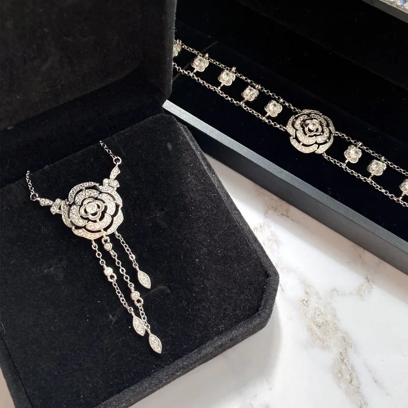 

MDL Moissanit1 Стиль Новый Камелия Кисточка Камень Ожерелье Дизайнерский 18-каратный Позолоченный Браслет с Розой из Кубического Циркона